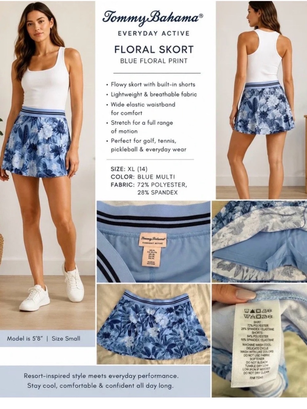 Tommy Bahama Blue Multi Floral Skort
